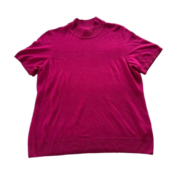 Sag Harbor Women's Plus 1X Mockneck Pink Short Sleeve Sweater Career Office - Picture 1 of 4